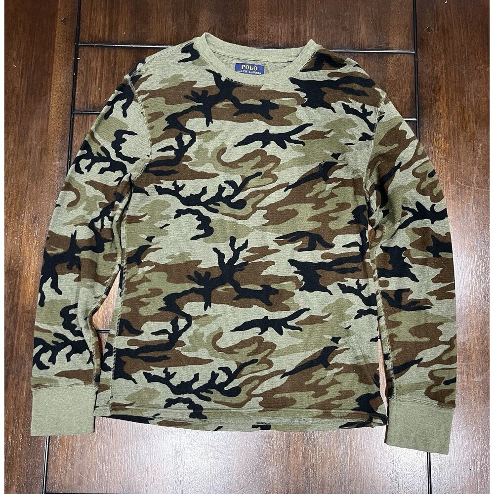 Polo Ralph Lauren Camouflage Waffle Knit Thermal Long Sleeve Shirt Men’s Medium